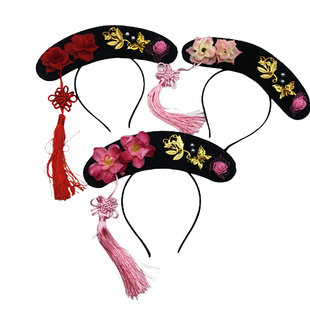 格格头箍宫廷女发饰发箍女式清朝旗头头饰女童香妃帽娘娘丫鬟帽子