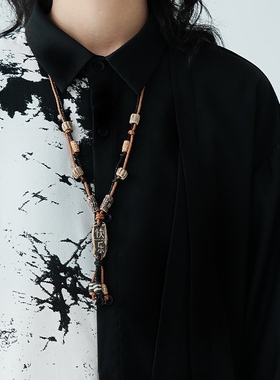 贰狸手作「快乐」原创设计新中式复古纯手工陶瓷项链吊坠日系挂坠