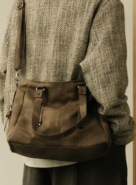 贰狸小众时髦复古单肩斜挎腋下大容量手提托特挎包男女日系通勤潮