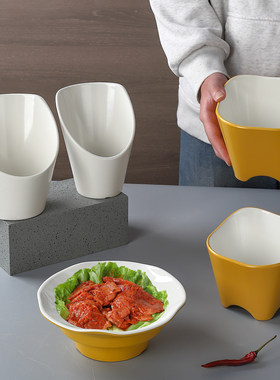 双色火锅斜口蔬菜桶商用蔬菜拼盘配菜盘子特色东北烤肉店专用餐具