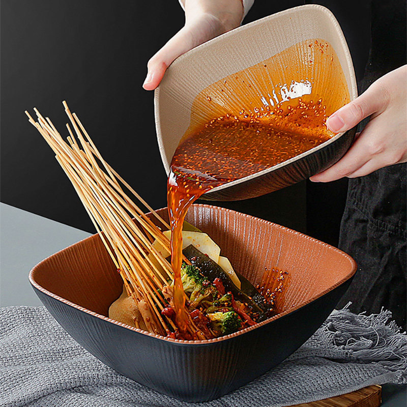 冷锅串串钵钵鸡容器摆摊专用盆商用桶密胺餐具大碗自助餐展示盒子图片