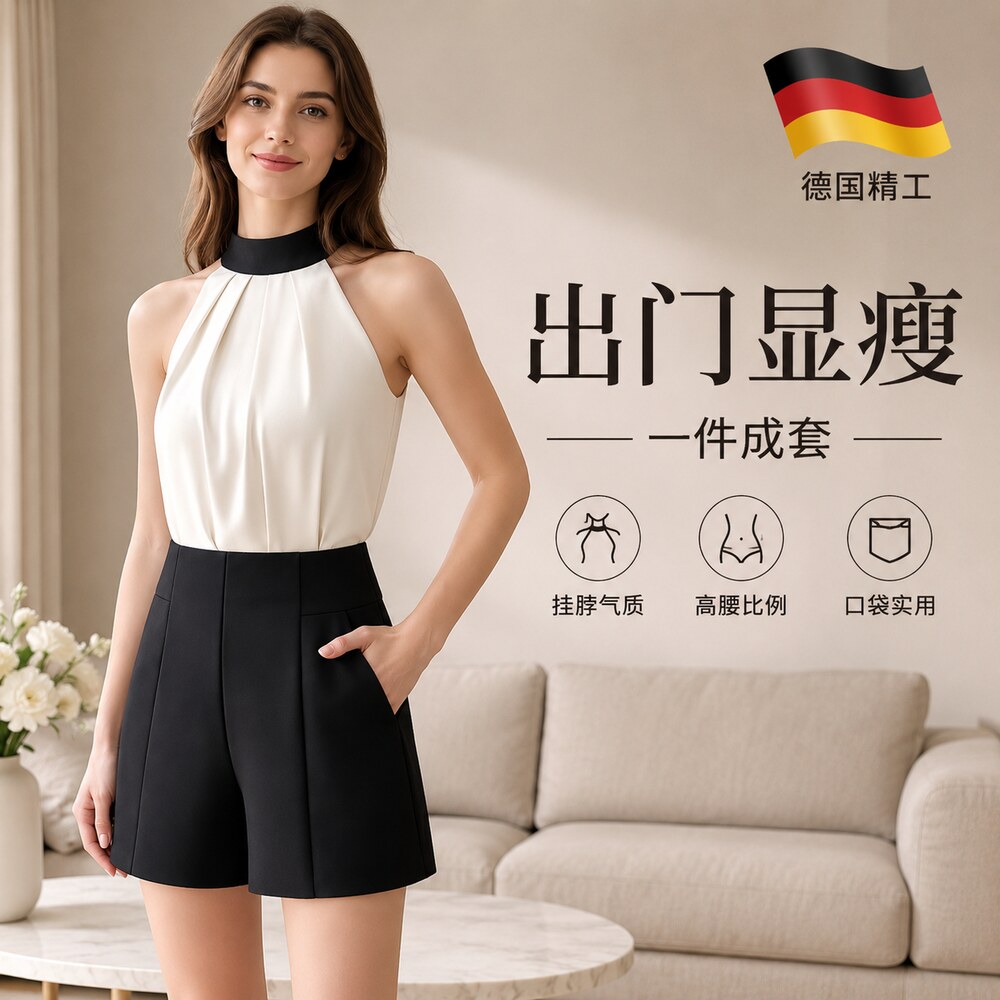 大码西装短裤女高腰夏季