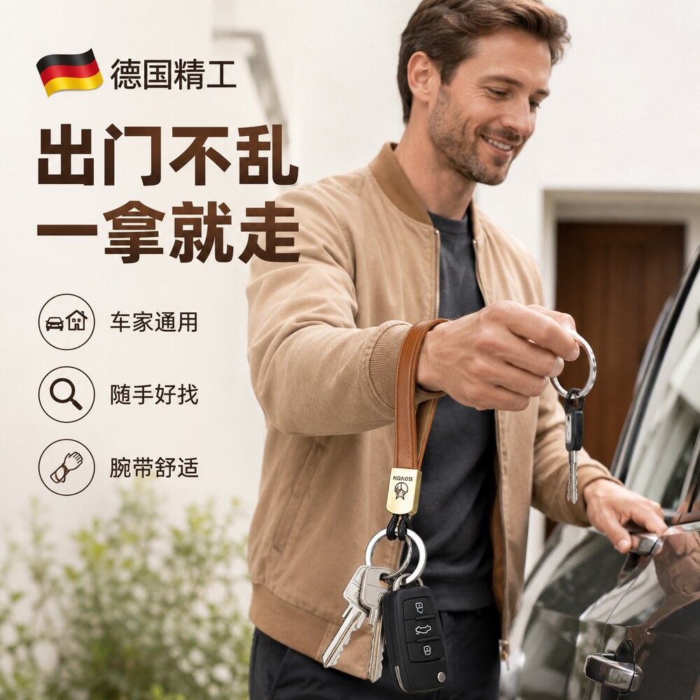 牛皮手绳钥匙扣简约精致