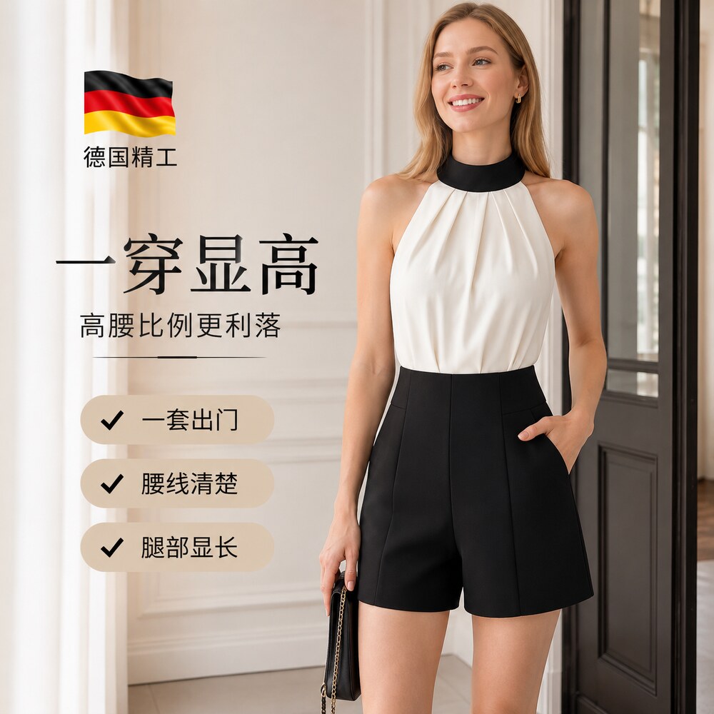 大码西装短裤女高腰夏季