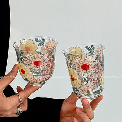 繁花槿梦玻璃杯子高颜值ins家用