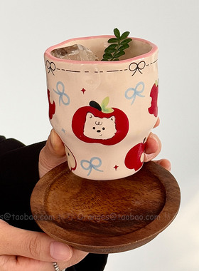 Oranges复古手作果趣狗狗手握杯陶瓷水杯拿铁咖啡杯小众原创礼物