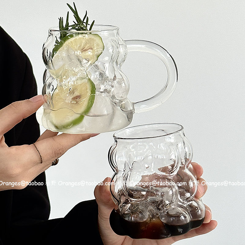 小众ins风复古冰美式咖啡杯葡萄玻璃杯子耐高温水杯拿铁杯饮品杯