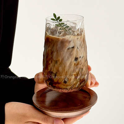 高颜值复古旋纹玻璃杯大容量水杯