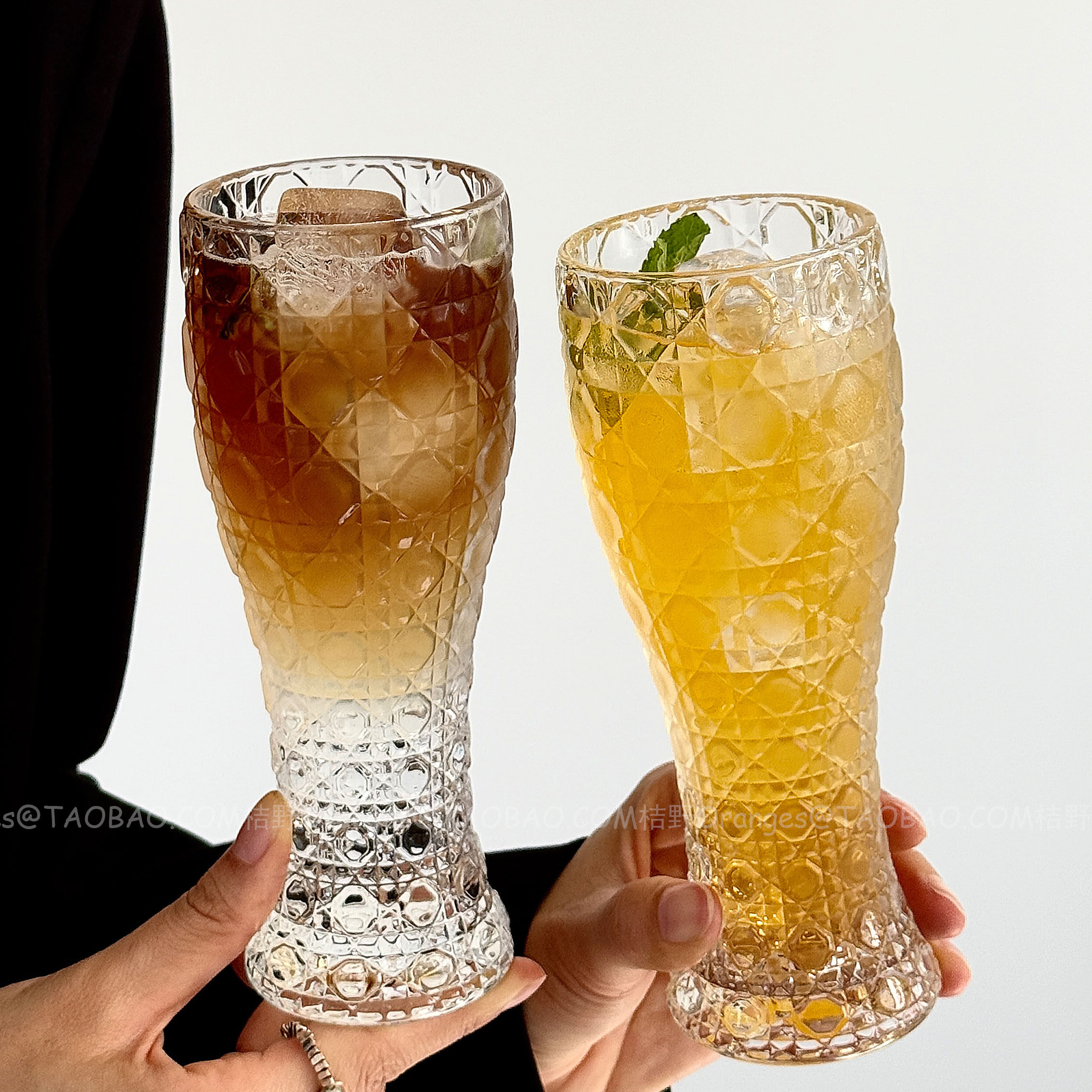 小众轻奢啤酒杯家用大容量高颜值小麦扎啤杯精酿酒杯喝水杯冷饮杯