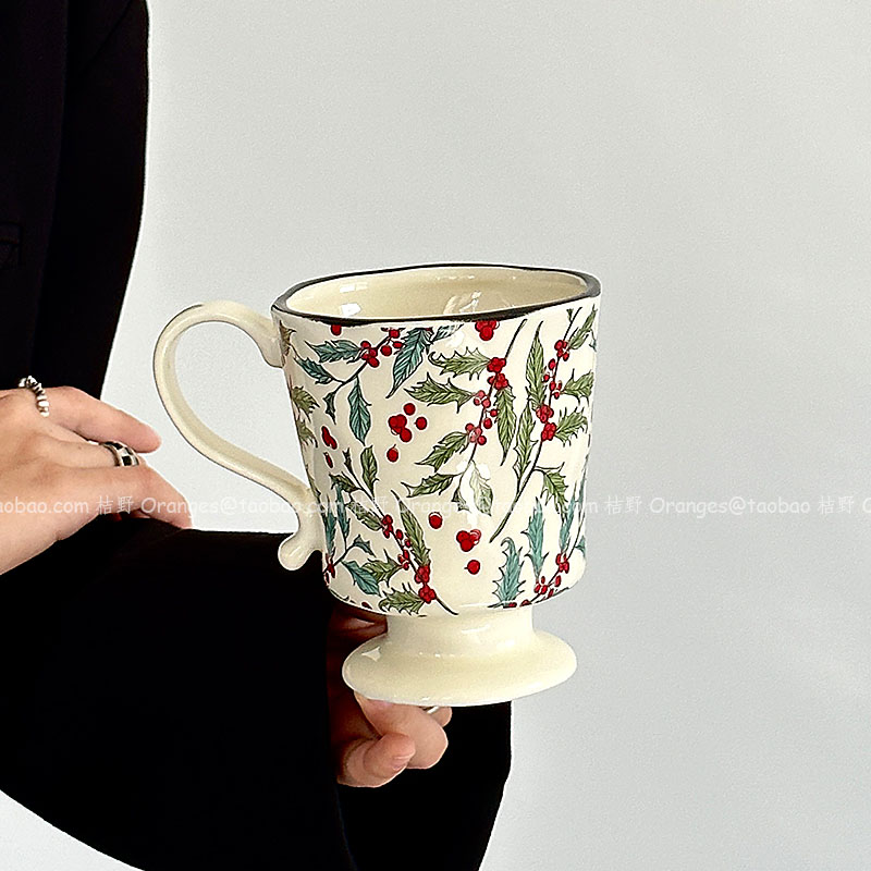 中古風芳華手捏花邊馬克杯