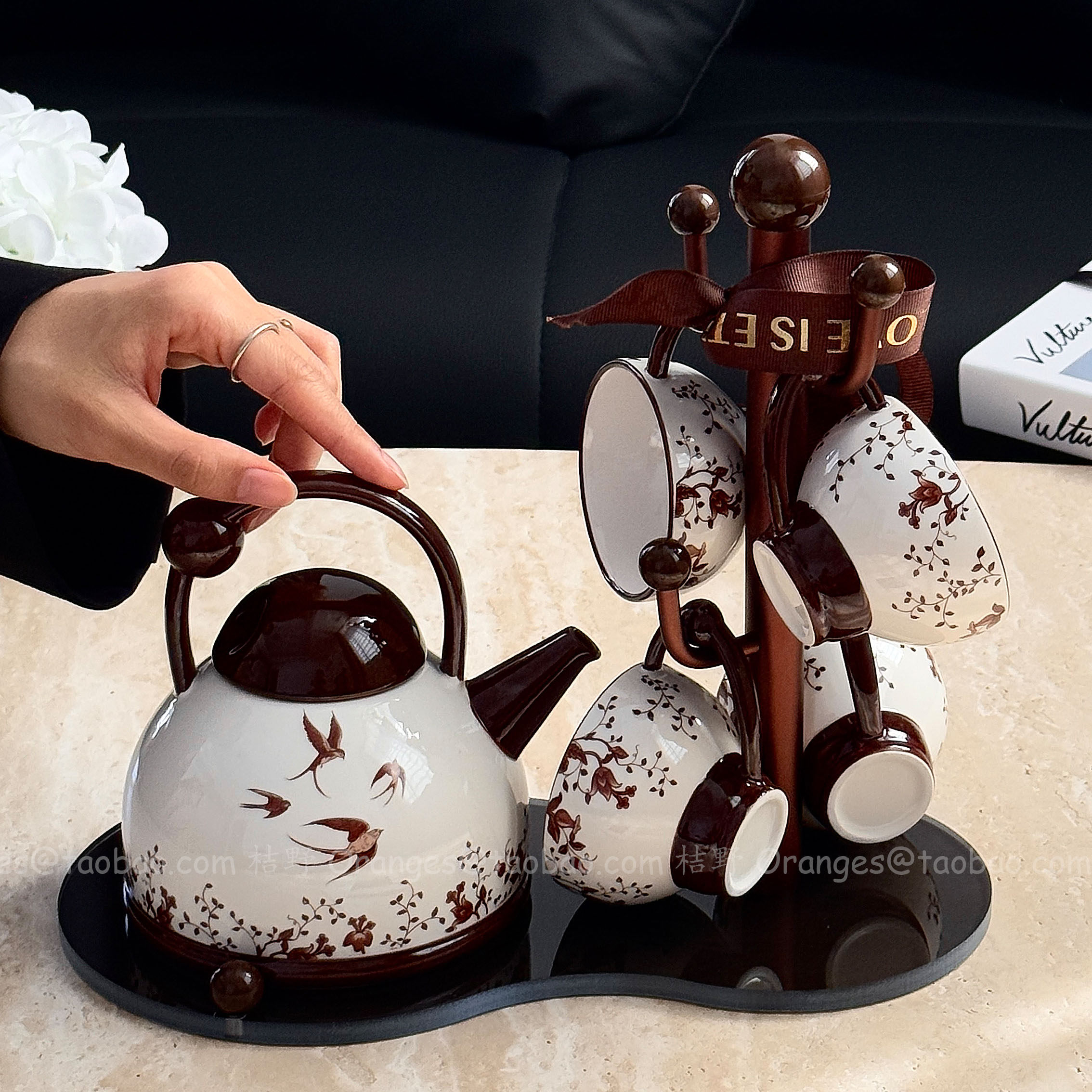 美拉德复古燕子归陶瓷水具套装家用喝水杯高级感茶具乔迁新居礼物,餐饮具,水具套装,淘宝优惠券,粉丝福利购,淘宝优惠卷