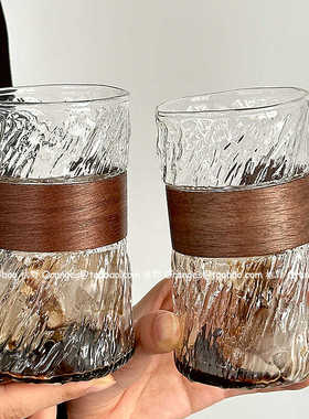 Oranges龙卷纹玻璃杯冰美式拿铁杯咖啡杯防烫耐高温水杯子饮品杯