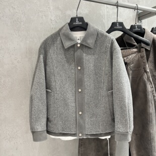 老钱风毛呢通勤外套男款春季2026新款加厚保暖男士复古翻领夹克潮