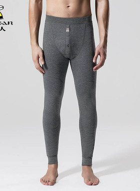 稻草人加绒加厚保暖裤男士护膝羊毛混纺打底秋裤宽松棉毛裤152618