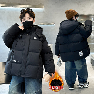 男童冬装加绒棉衣外套儿童装冬季加厚羽绒棉服中大童男孩棉袄潮帅