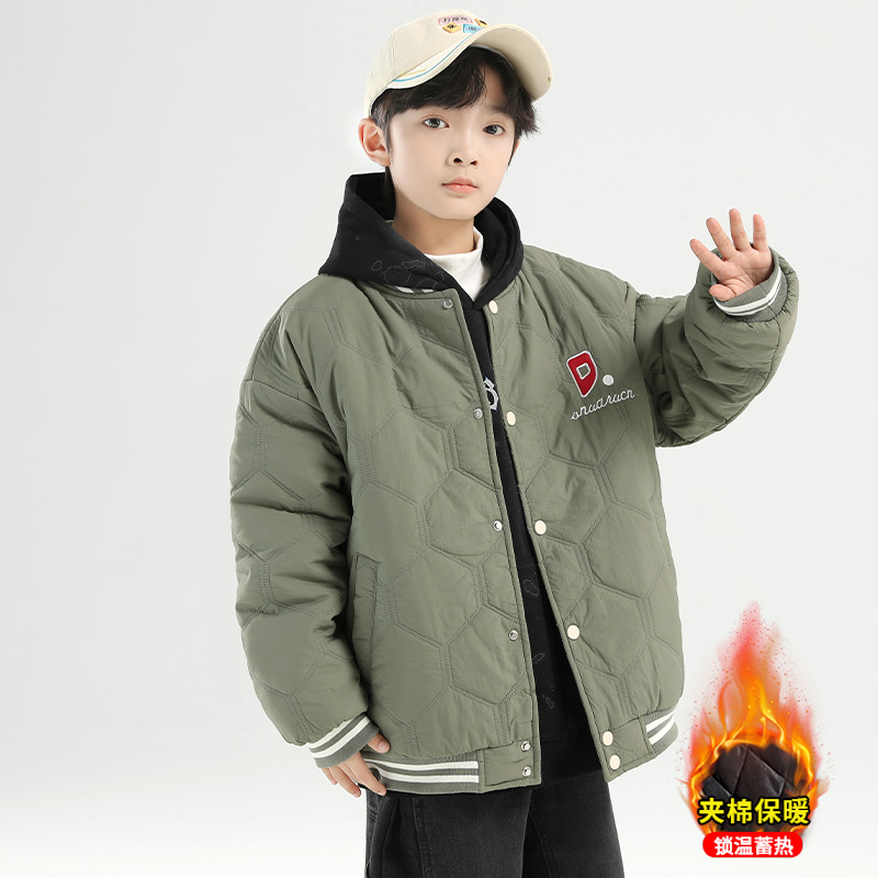 男童秋冬夹棉外套棒球服加厚夹克