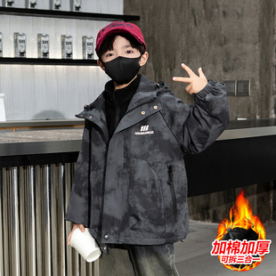 男童外套秋冬装儿童冲锋衣加棉加厚中大童户外加绒棉服三合一酷帅