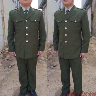 老式军绿色凡立丁毛料夏服上衣裤子套装　上世纪老式87夏常服老货