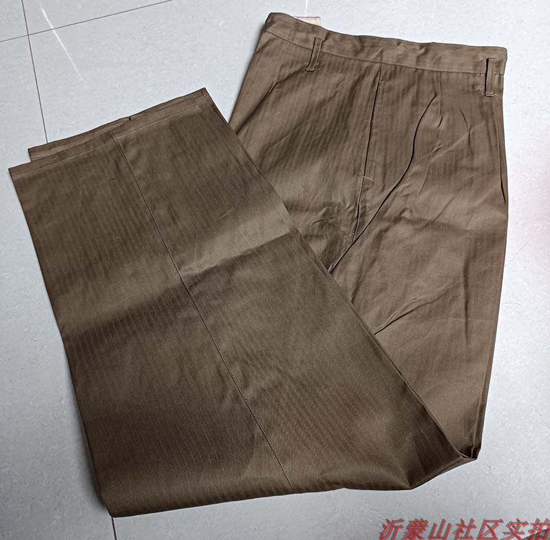 正品老货 老式人字纹裤子  老式55式军黄裤  65军黄裤子 人字纹
