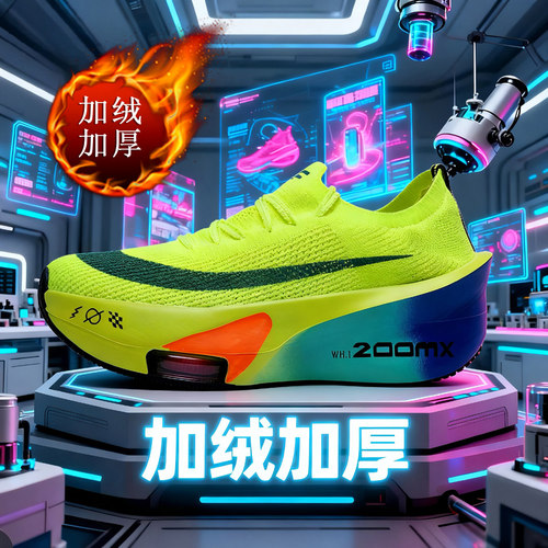 阿尔法三代碳板跑鞋儿童冬季加绒加厚运动鞋ZOOM气垫减震跑步鞋男