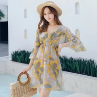 Split-type big man cao áo tắm áo tắm boyshort kích thước lớn quạt lỏng retro ngực nhỏ mang thai mùa hè - Bộ đồ bơi hai mảnh áo tắm 2 mảnh