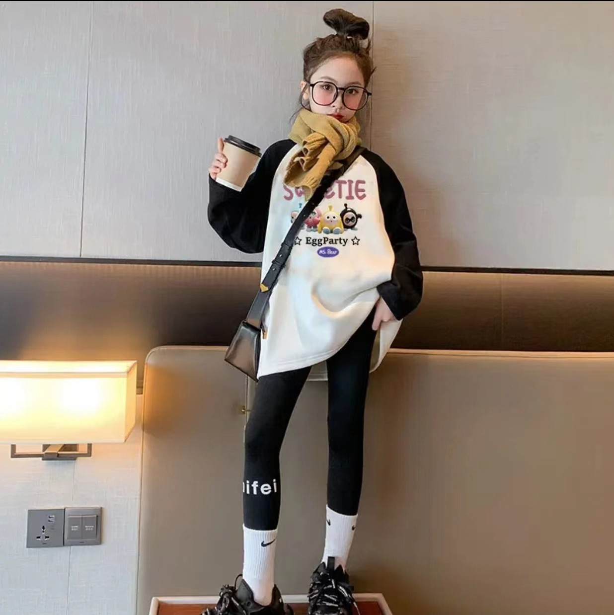 女童加绒打底衫秋冬中大儿童洋气卡通拼色上衣宽松圆领长袖t恤潮,童装/婴儿装/亲子装,T恤,淘宝优惠券,粉丝福利购,淘宝优惠卷