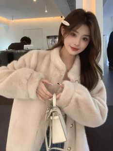 2023冬季新款环保毛毛外套女皮毛一体水貂绒立领皮草气质名媛大衣