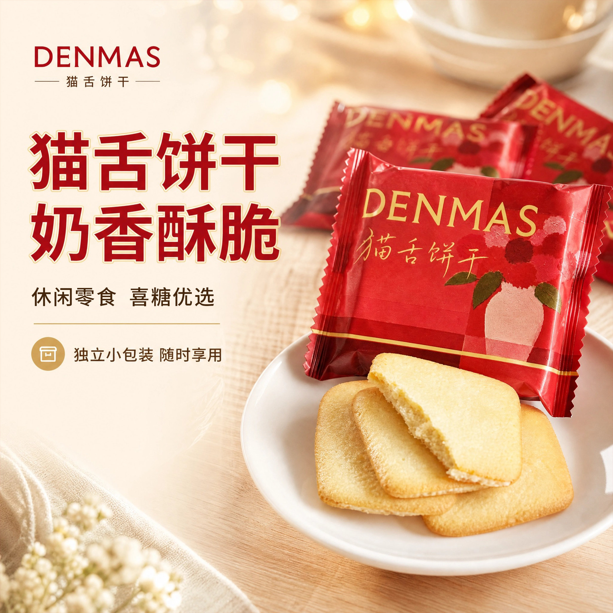 丹玛仕猫舌夹心饼干高端喜饼图片
