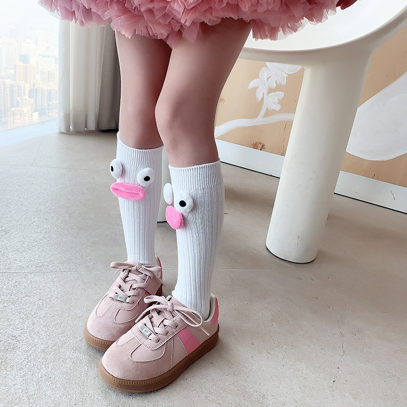 儿童袜子搞怪春秋季白色宝宝公主袜女童小腿袜香肠嘴中筒袜棉袜潮