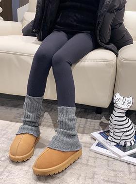 女童堆堆袜套短款腿套黑色亮片袜套秋冬宝宝中高筒袜雪地靴袜子冬