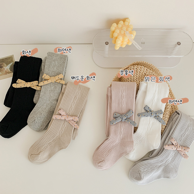 春秋韩版蝴蝶结连裤袜儿童打底裤