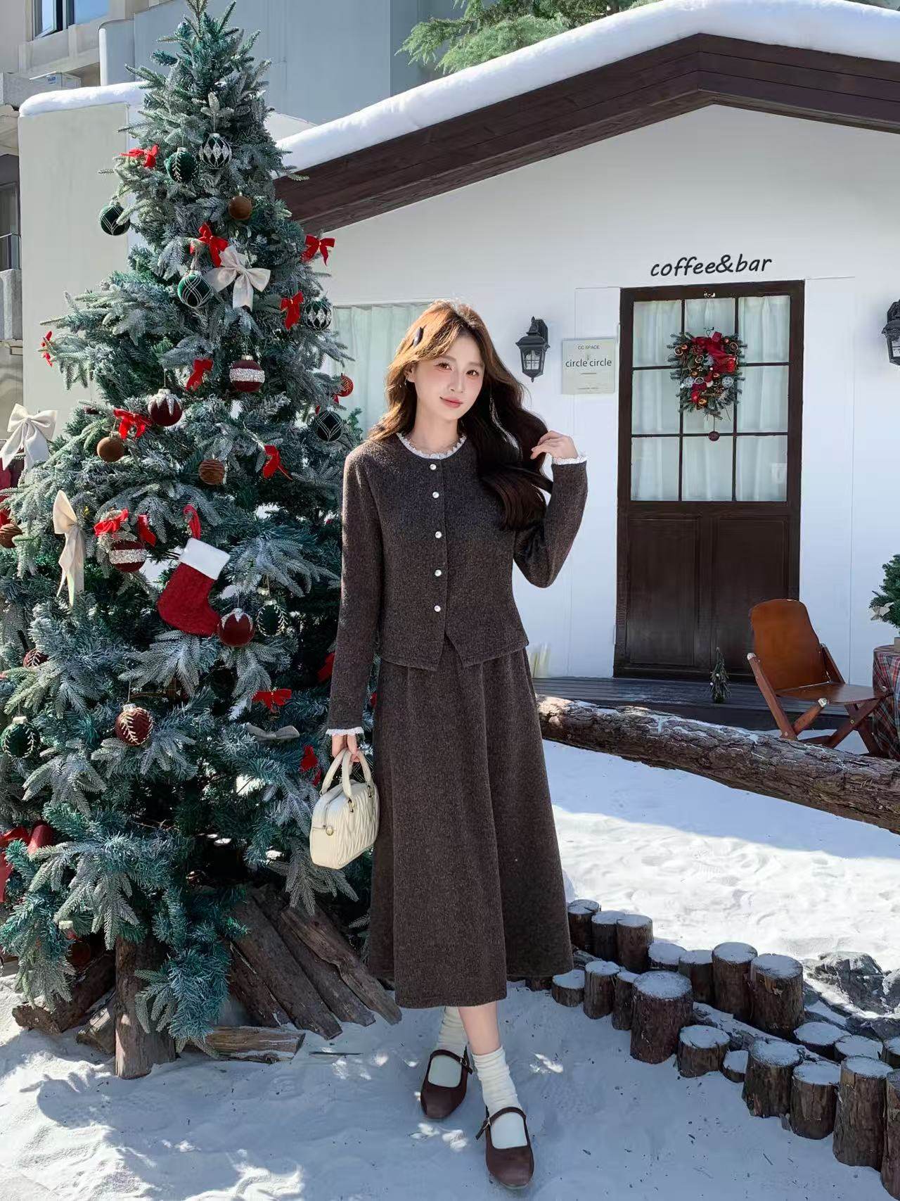 2025秋冬新款韩版时尚气质百搭显瘦毛呢半身裙两件套女装高级感,女装/女士精品,时尚套装,淘宝优惠券,粉丝福利购,淘宝优惠卷