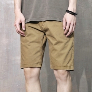 卡其休闲短裤 衩5分中裤 男夏薄纯棉直筒五分裤 四分裤 男潮 马裤 夏季