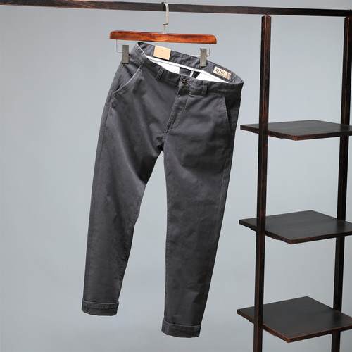 重磅水洗修身直筒休闲九分裤