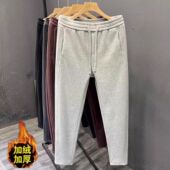 男士 子潮流青年装 冬季 加厚裤 保暖直筒微阔运动裤 高品质加绒休闲裤