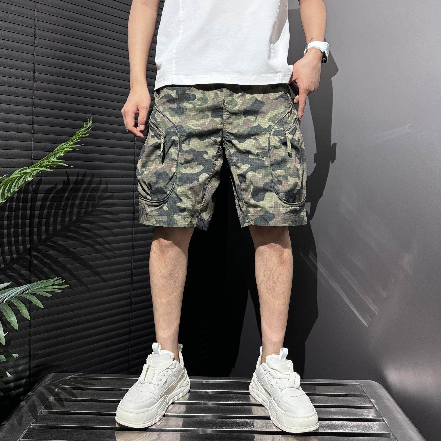 夏季新款美式迷彩户外工装短裤男士宽松直筒休闲裤痞帅速干五分裤