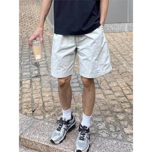 灰色美式速干短裤男款夏季轻薄透气冰丝运动裤子休闲宽松四五分裤