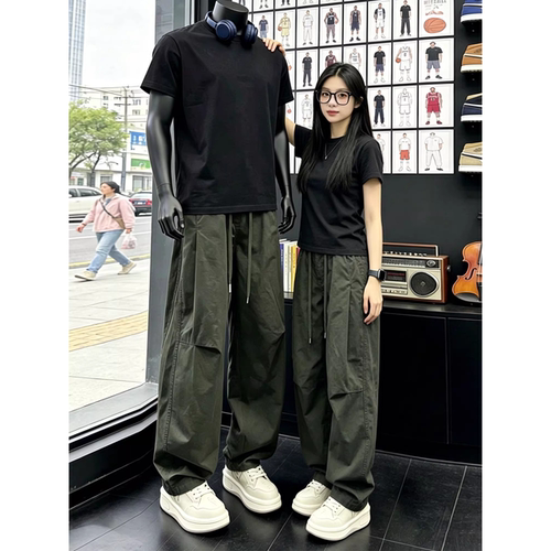 夏季薄款美式复古宽松工装裤男