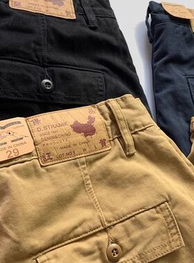 春秋 经典Chino裤重磅厚实纯棉水洗做旧美式咔叽复古工装休闲裤男