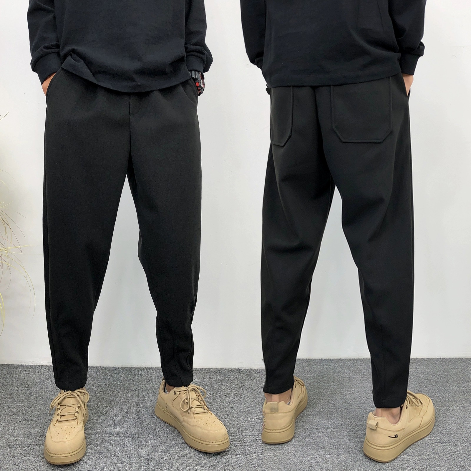 自主长裤休闲轻奢毛呢裤