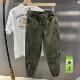 男哈伦束脚宽松拼接紧口粗腿缩脚松紧腰长裤 军绿色纯棉工装 休闲裤
