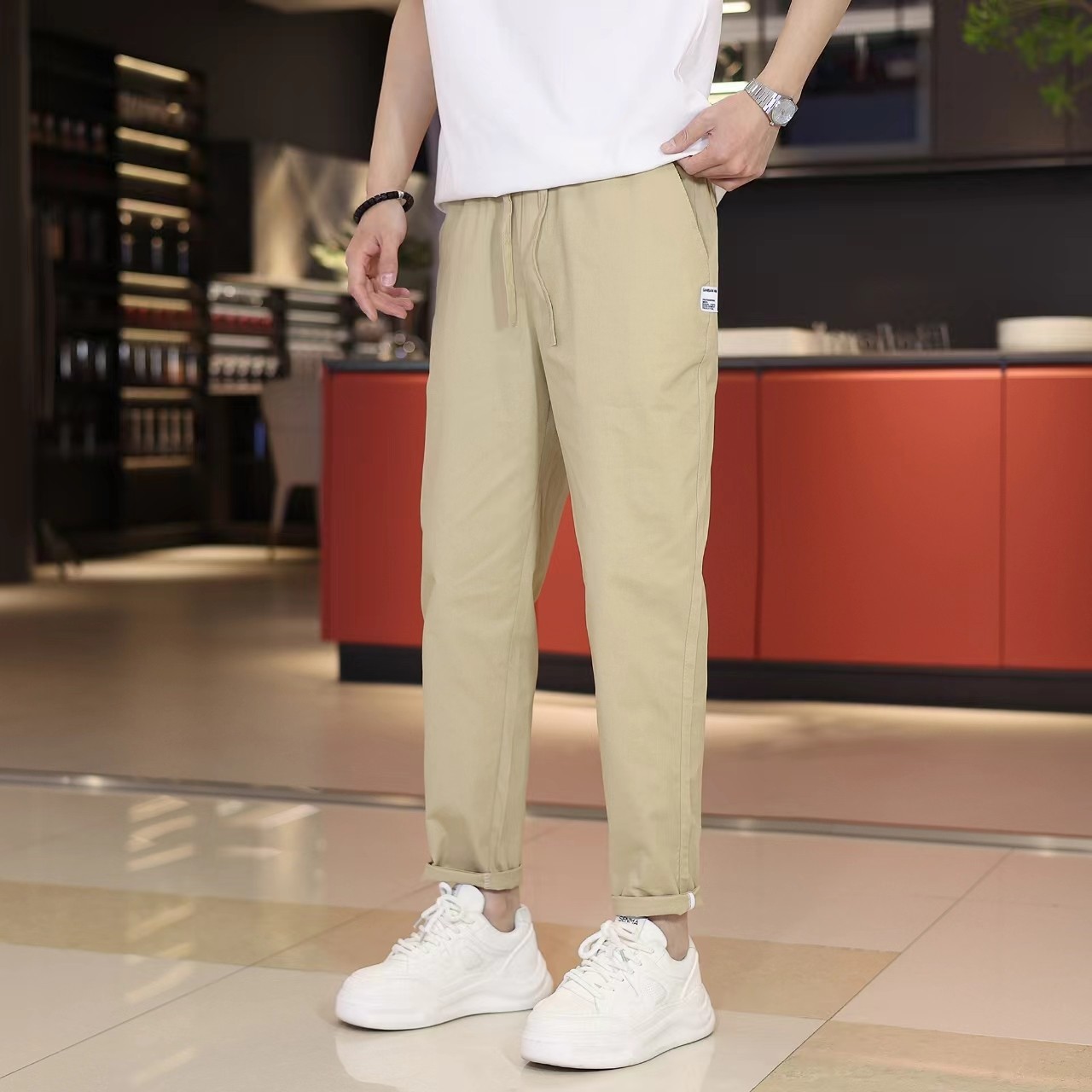 2025新款男士休闲裤时尚百搭修身小脚长裤子男装潮流帅气百搭男裤,男装,休闲裤,淘宝优惠券,粉丝福利购,淘宝优惠卷