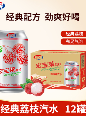 宏宝莱经典荔枝味老汽水330ml*12罐装东北怀旧童年碳酸饮料整箱
