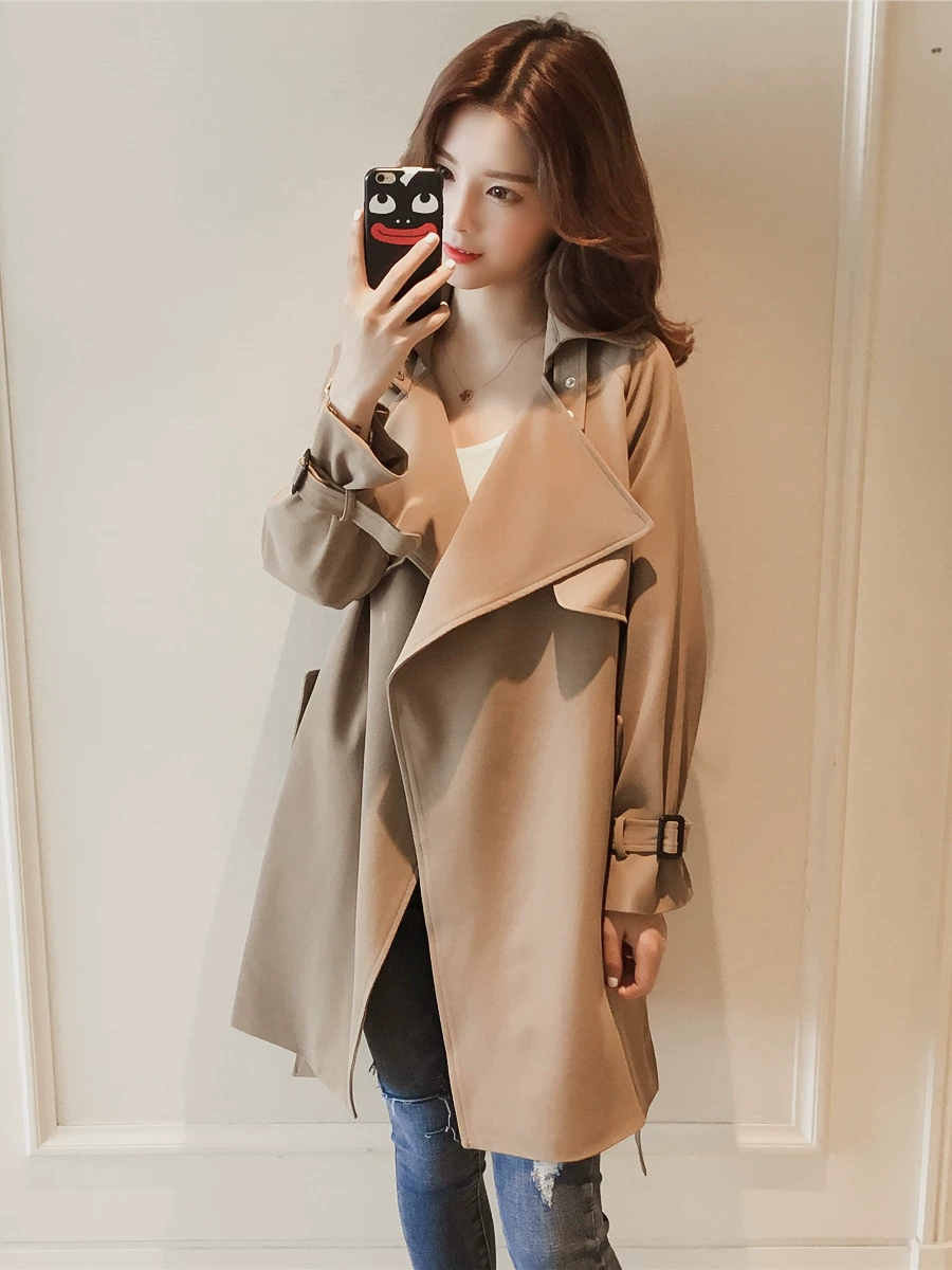 Осенняя куртка, демисезонное длинное пальто-т trench coat, коллекция 2023 года, корейский стиль, для подростков, mid-length