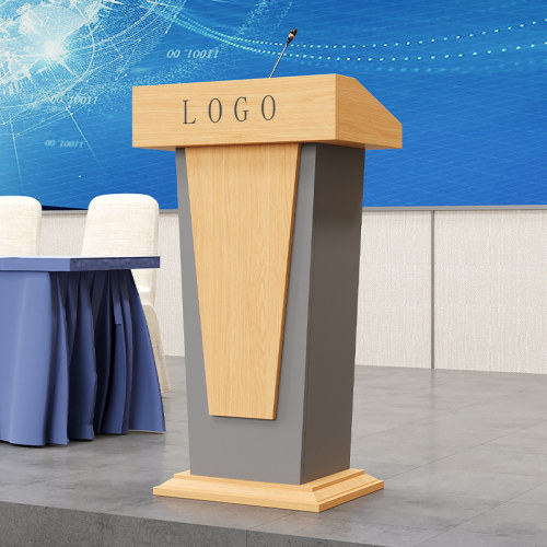演讲台实木可移动演讲桌会议室演播厅木质讲桌订制logo迎宾接待台