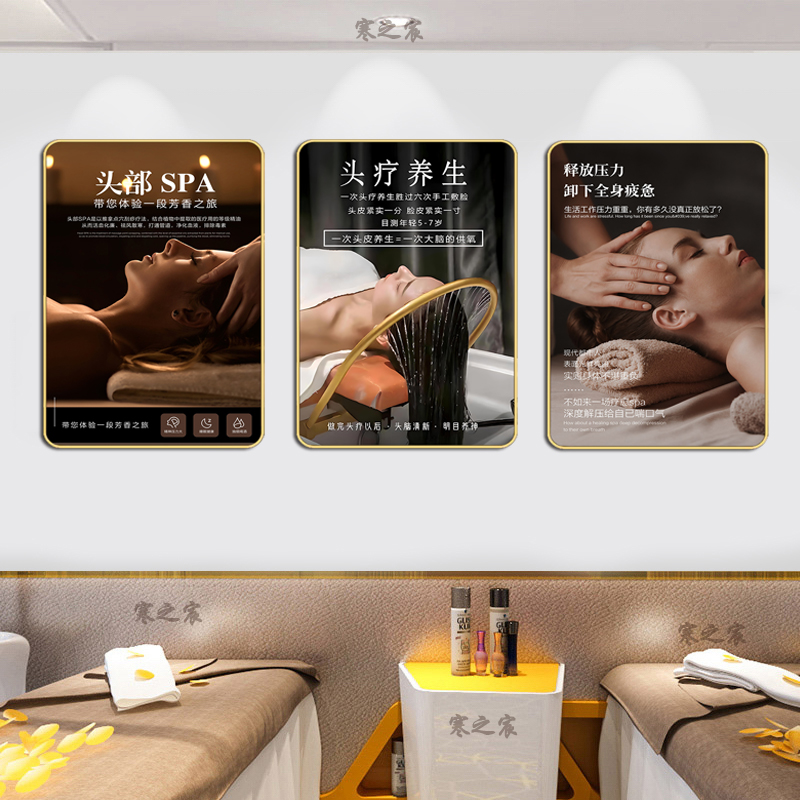 头疗图片宣传画养发馆挂画头疗店