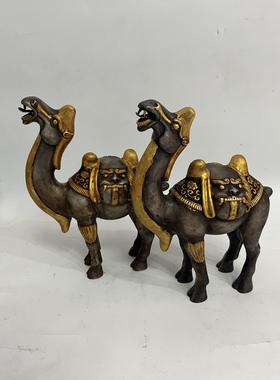 旧藏纯铜鎏金骆驼仿古家居办公玄关风水装饰工艺品礼品创意摆件