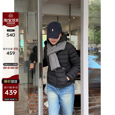 90白鸭绒黑色连帽轻薄排骨羽绒服