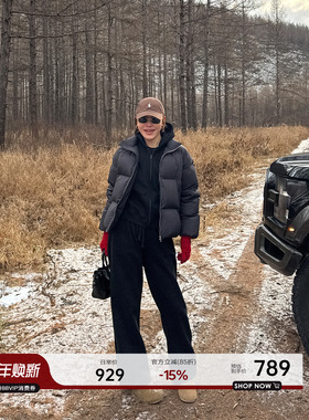 YANGLE_鹅绒服女2025冬季新款韩版宽松短款立领高克重羽绒服外套