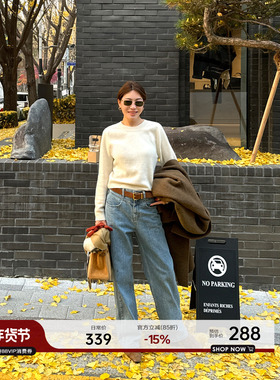YANGLE_白色毛衣冬季女2025新款韩系修身显瘦小版全羊毛内搭上衣